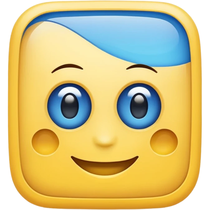square with yellow body blue square eyes and mouth emoji