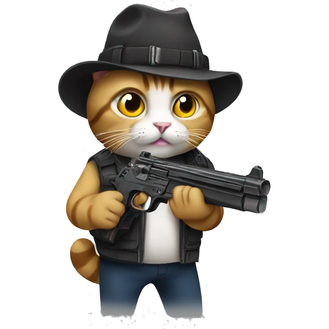 a cat with a gun emoji