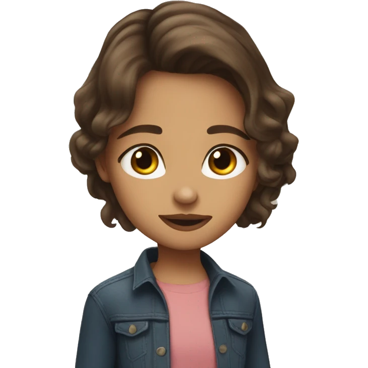 girl with shoulder length brown hair kissing dallas winston emoji