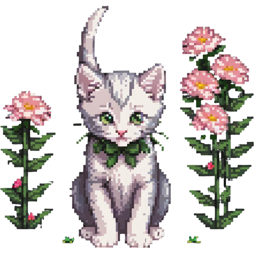 Kitten smells flowers emoji