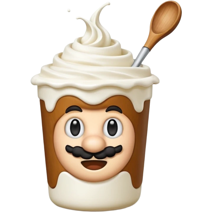 genera un'emoji di super mario che picchia un vasetto di yogurt con una mazza da baseball emoji