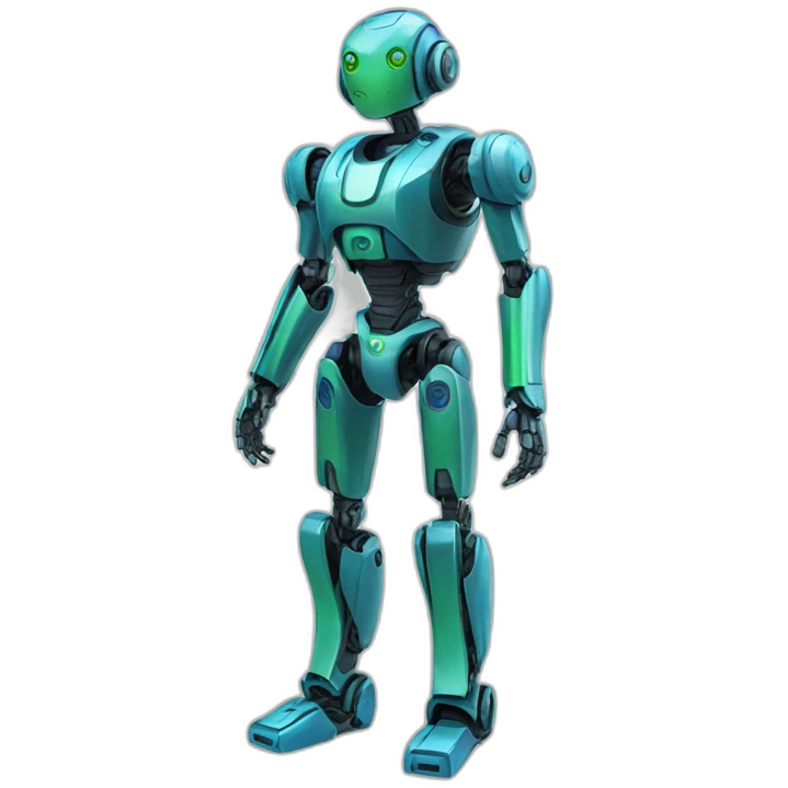ai robot full body blue and green emoji