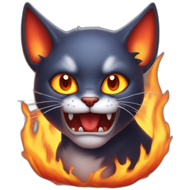demon cat with fire from mouth emoji