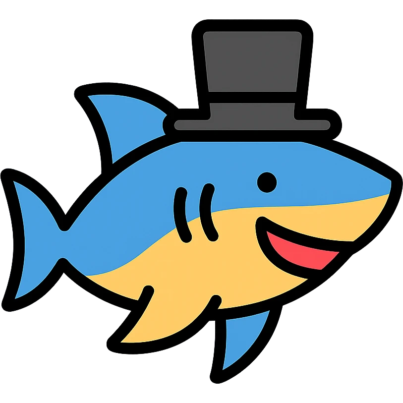 shark wearing a top hat, color icon emoji