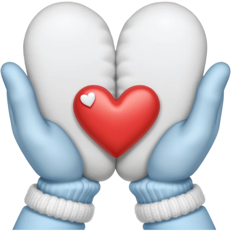 hands in mittens show a heart emoji