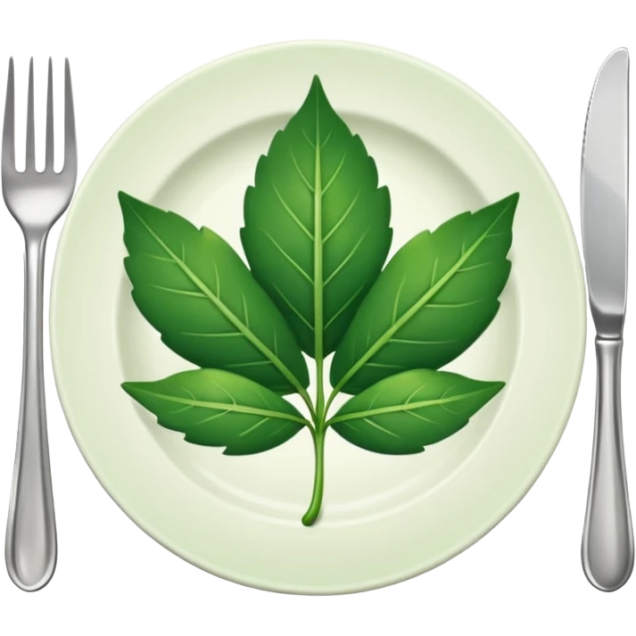 plate with a green leaf and fork emoji