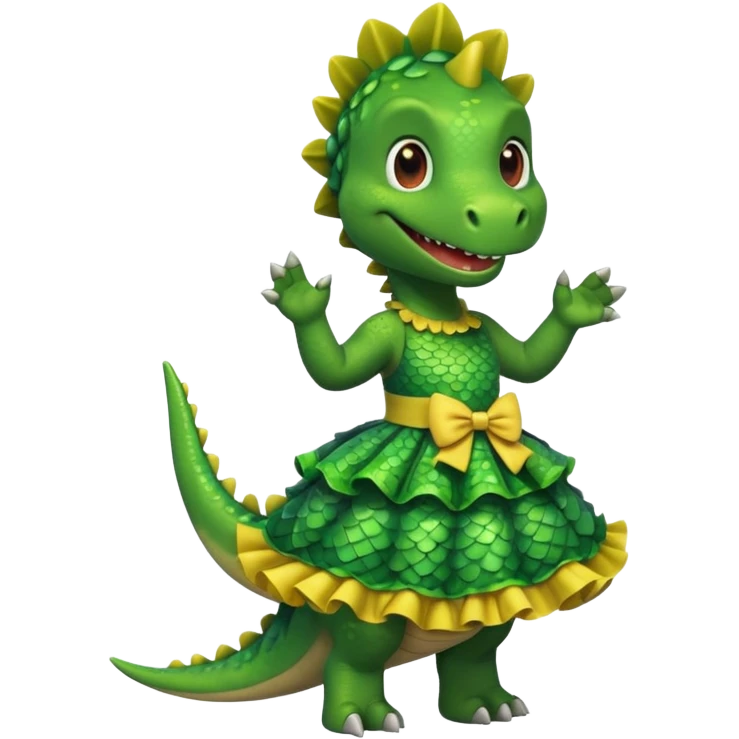 dinosaur with dress emoji
