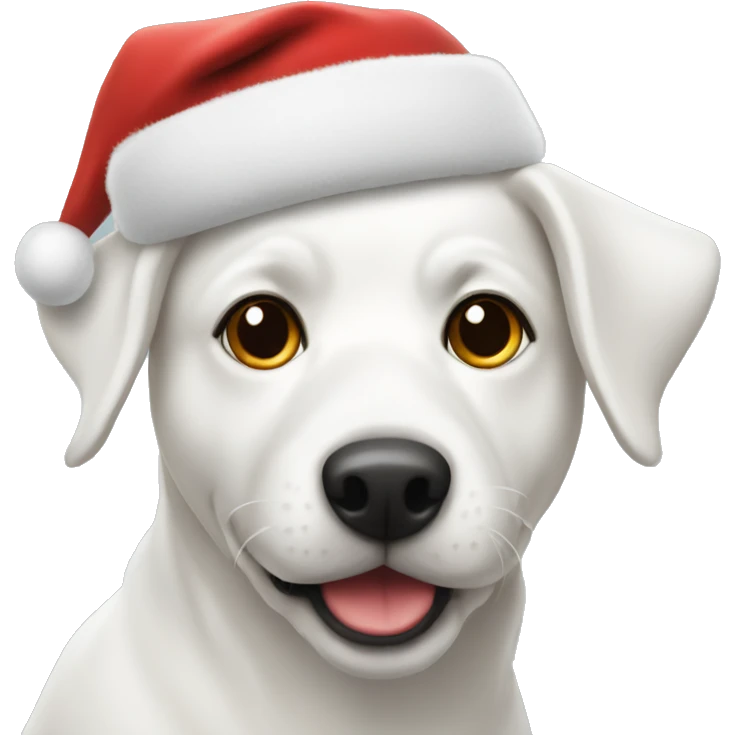 white dog with a christmas hat on emoji