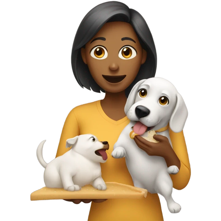 Woman feeding  her dog  emoji