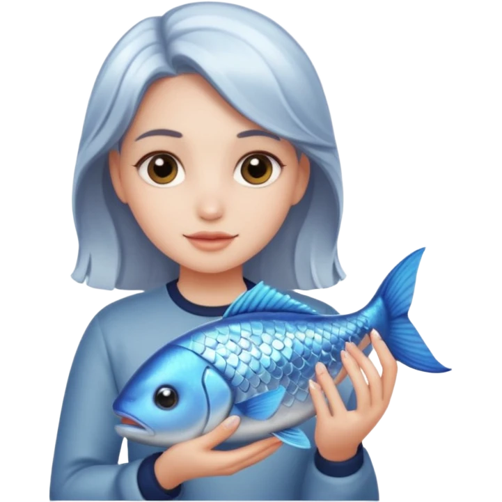 girl with fish emoji