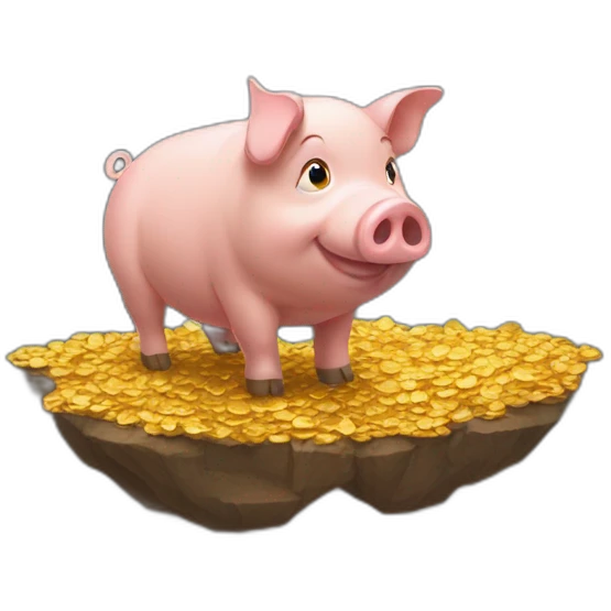 Pig under mountain gold emoji