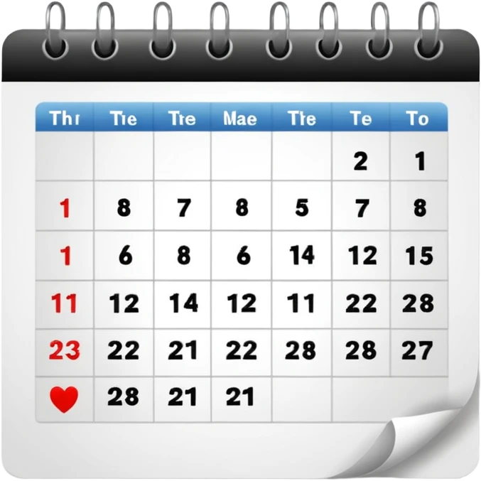 calendar, first page, day 1 emoji