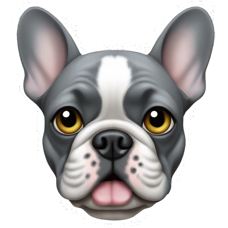 Grey french bulldog with one eyeball emoji