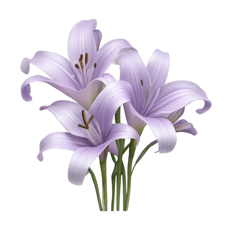Flower Bouquet of pastel violet lilies realistic emoji