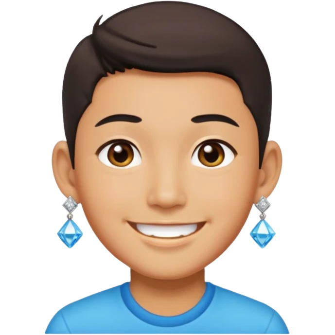 zesty gay chinese boy with diamond stud earings emoji