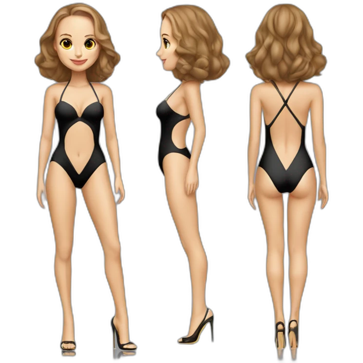 sexy natalie portman back on high heels swimming suit long legs posing shy emoji