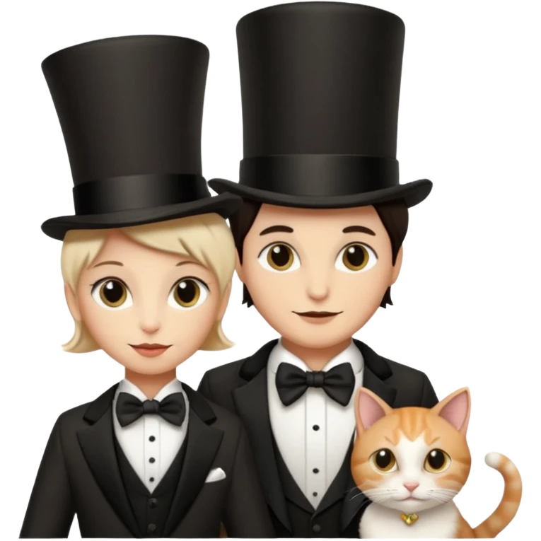 magician couple and their pet cat emoji