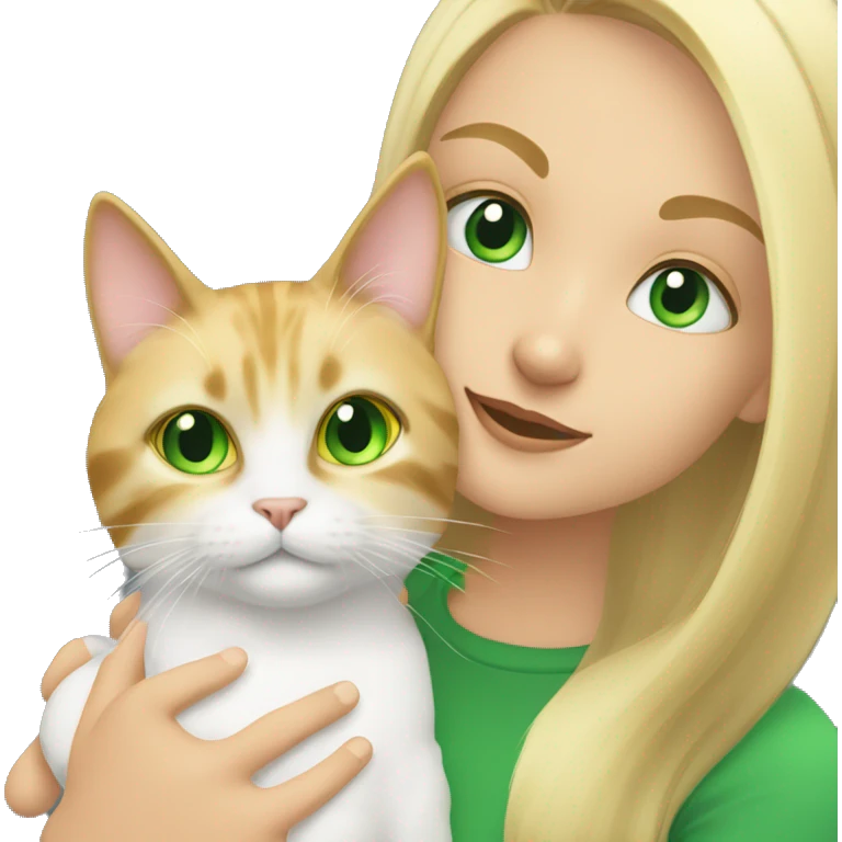 Sync cat with green eyes being held by pretty blonde girl  emoji