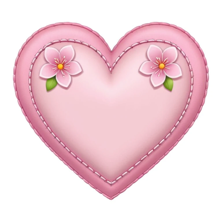 heart with sakura and stitched border emoji