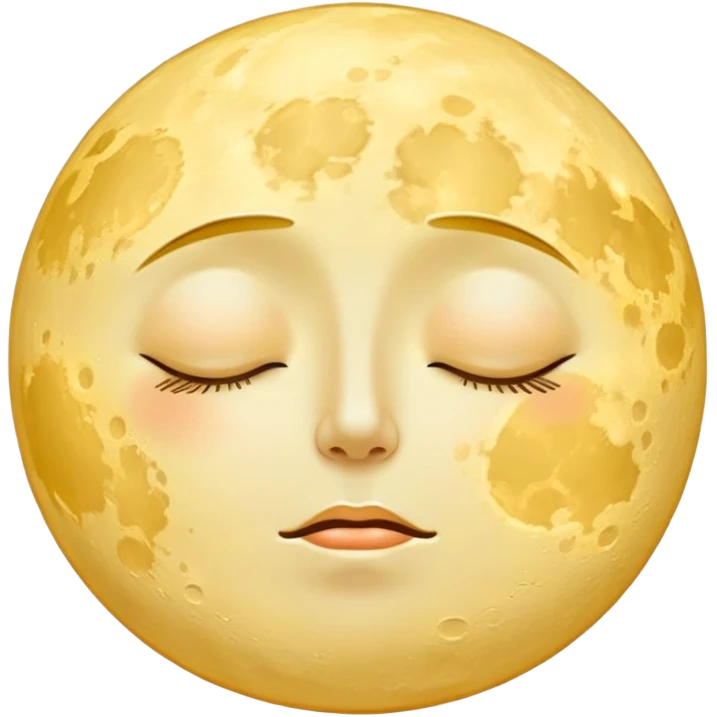 full yellow moon with sleepy drowsy face with closed eyes emoji
