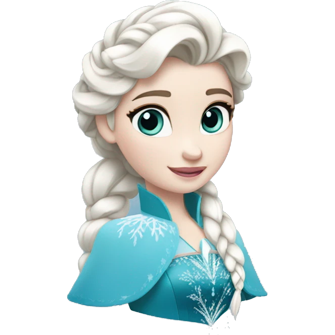 un pato con cuerpo azul, cabeza blanca y trenza con cabello blanco como Elsa de frozen emoji
