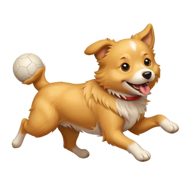 happy dog running after ball emoji