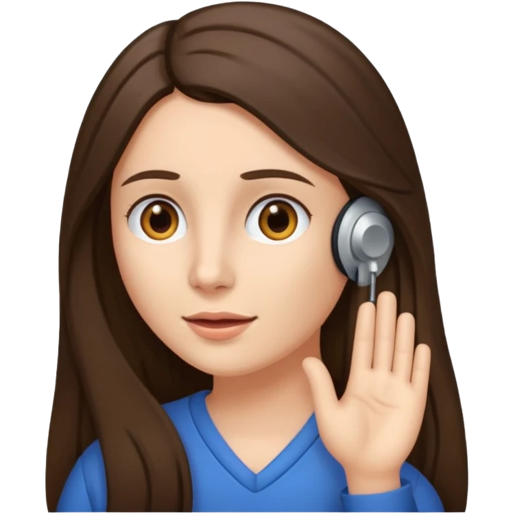 brunette woman long hair with hearing impairment emoji