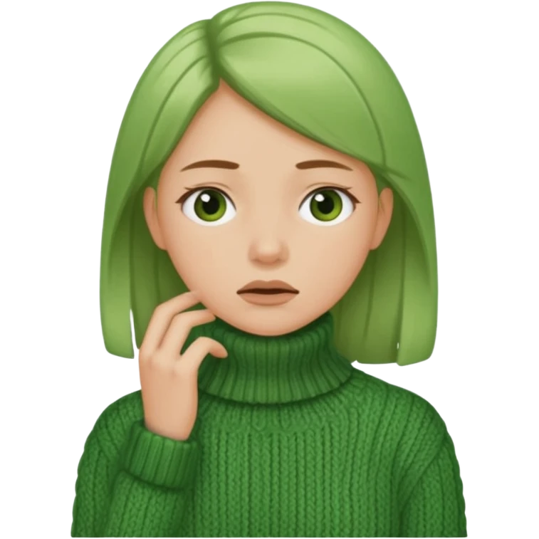girl has sore throat in green sweater emoji