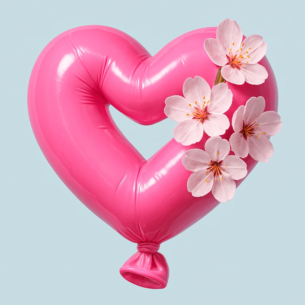 pink heart with sakura flowers emoji