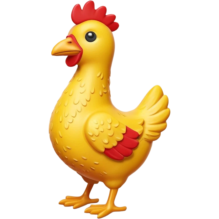rubber chicken toy with a red squeaker emoji
