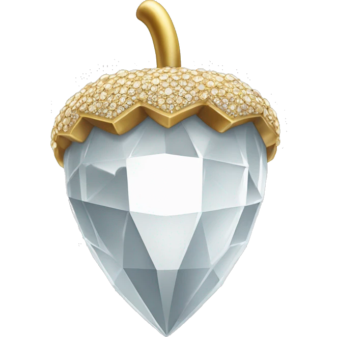 sparkling white diamond Acorn, with stem made of gold emoji