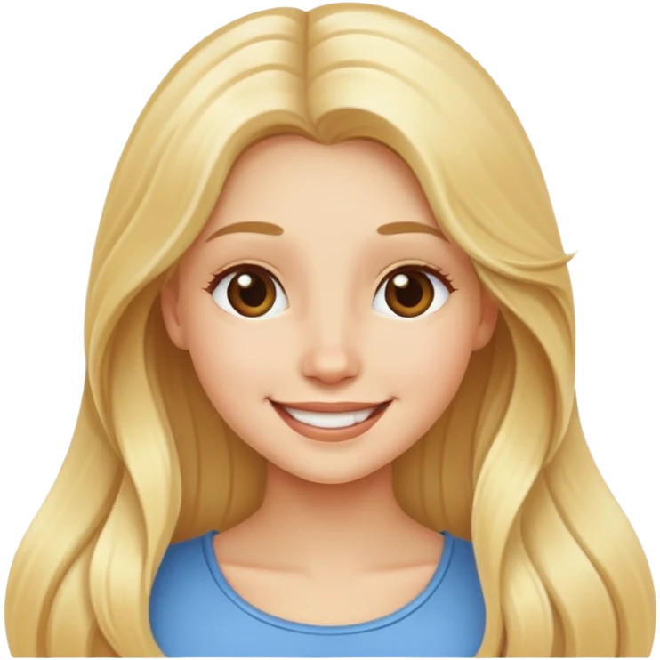 Happy blonde girl with long hair  emoji