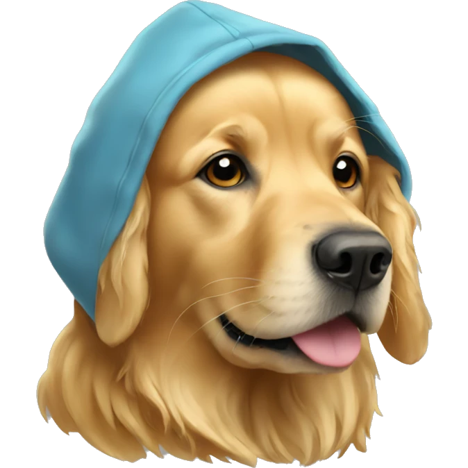 Golden retriever wearing hoodie emoji