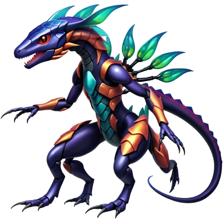 Shiny Exotic Colorful epic Salandit-Genesect-Koraidon-Fakémon-hybrid-creature (full body)  emoji