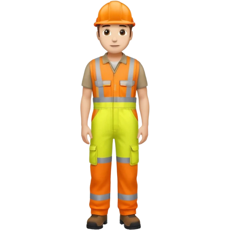 engineer hi-vis orange overalls standing full body emoji