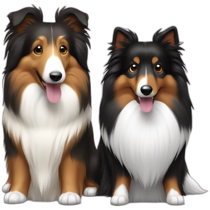 sable sheltie and bi-black sheltie are friends emoji