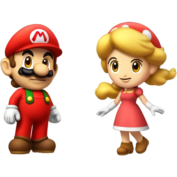 Mini cute Mario with she mario emoji