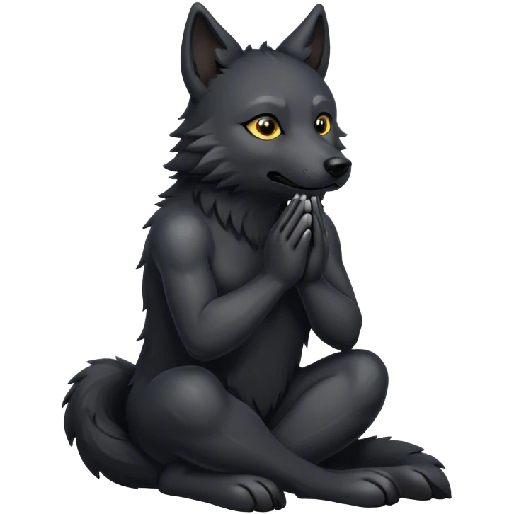 black wolf praying emoji