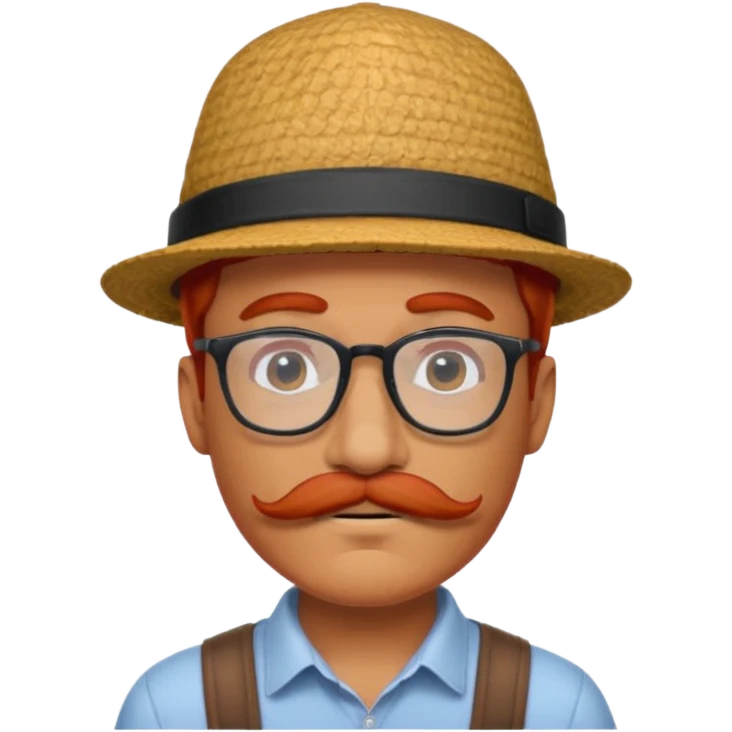 venice gondolier with red hair, iconic hat, normal glassess and mustache emoji