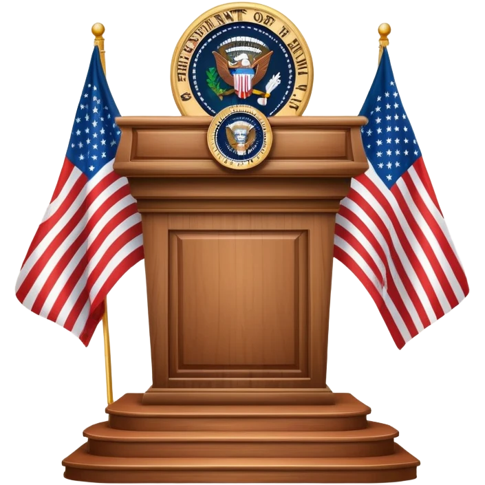 presidential podium with American flag emoji