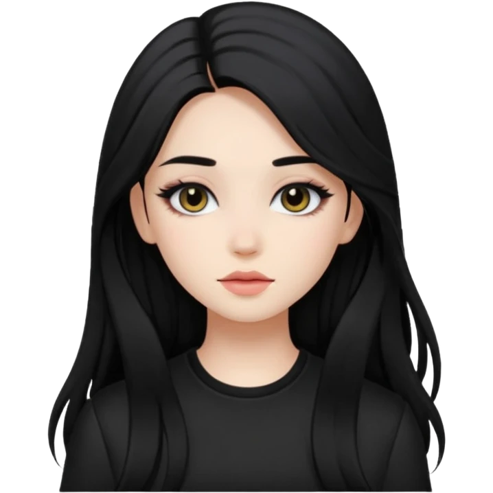 Girl with black and long hair with aesthetic clothes and with aesthetic makeup  emoji