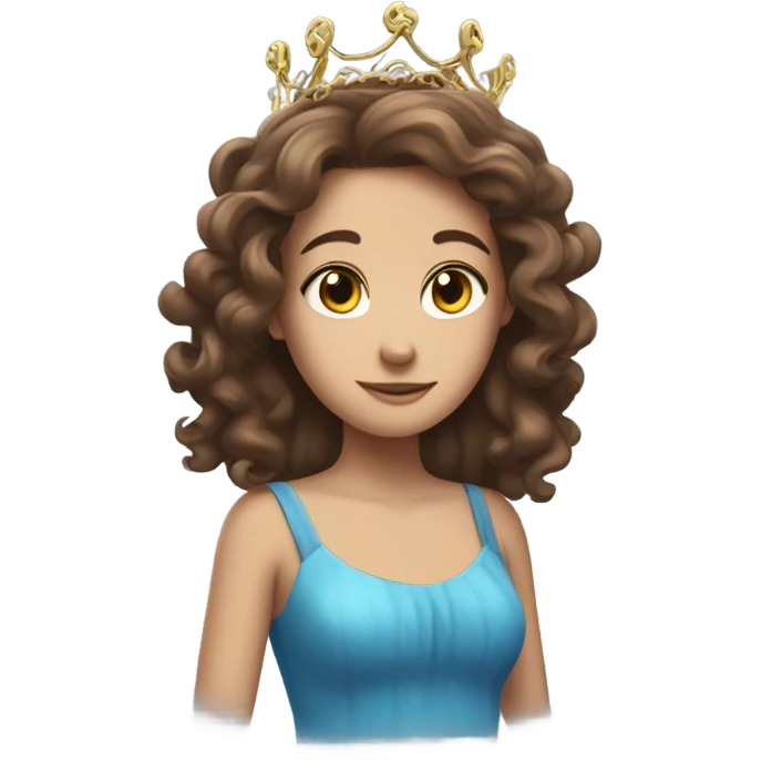 Girl with brown hair and blue dress and tentacles on her back and a tiara on her head emoji