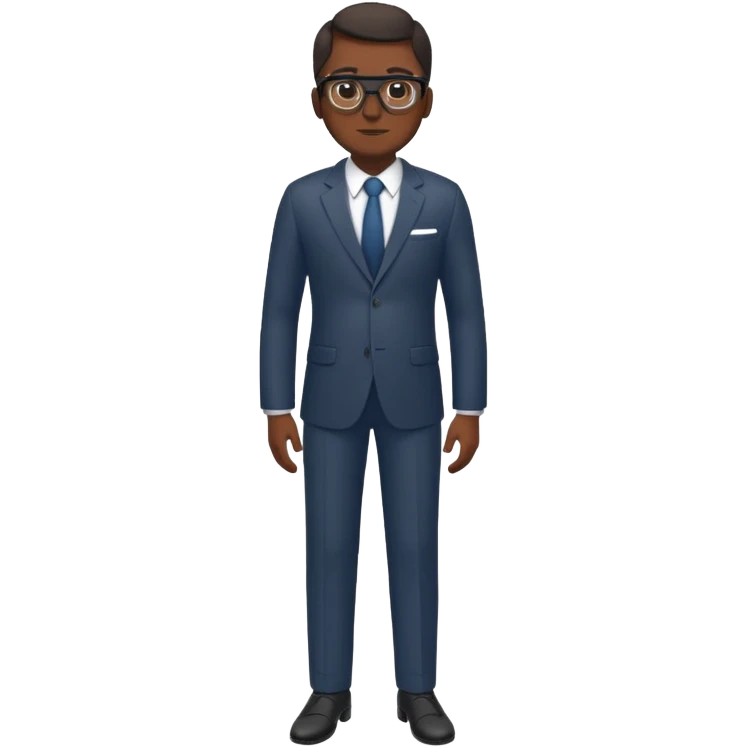 a dark-skinned man in a suit with glasses, full-length emoji