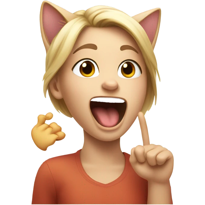 cat biting girl emoji