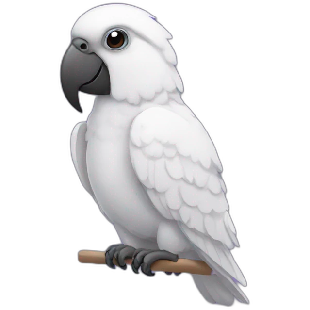 white parrot with purple hoodie and black headset  emoji