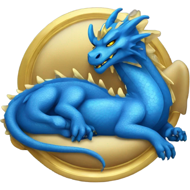 Blue dragon with gold accents sleeping with zzz emoji