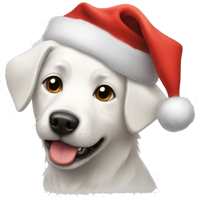 white dog with a santa hat on emoji