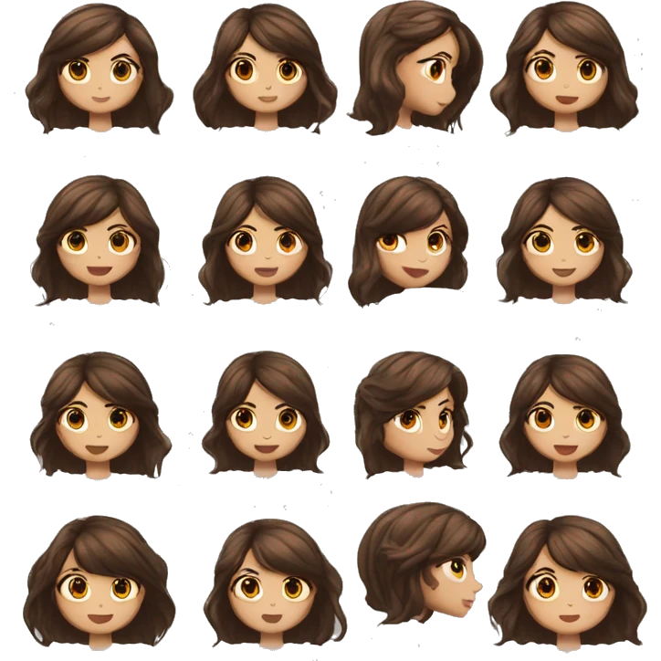 Emoji de chica cabello corto negro alisado ojos marrones labios rojos  emoji