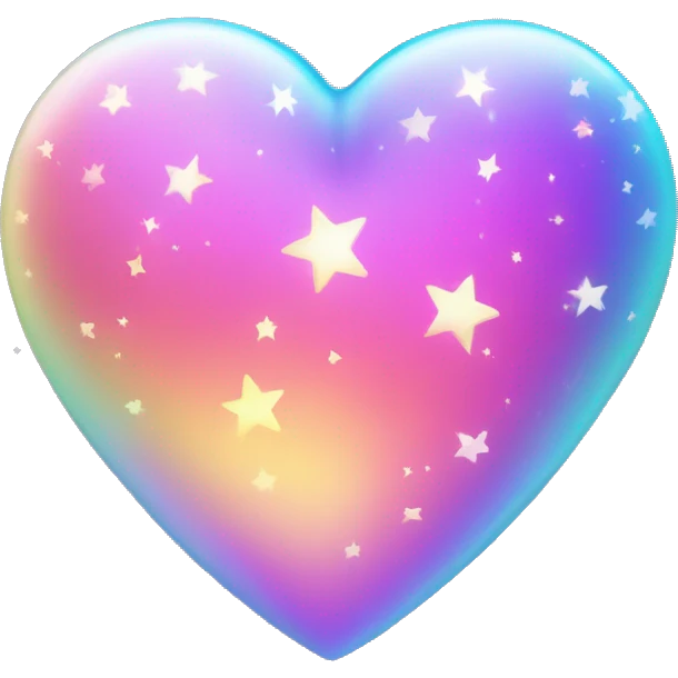 Iridescent heart with stars emoji