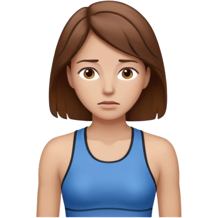피곤해보이는, 운동복 입은 여자 / 갈색머리 emoji